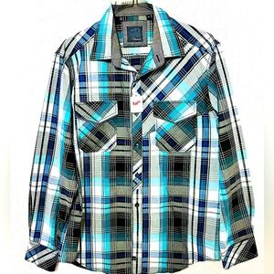 7Diamonds Flannel shirt | Men’s shirt in blue green| long sleeves, slim fit
